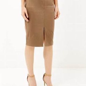 Genuine Suede Leather Skirt Camel Size 4